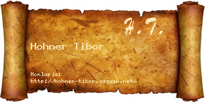Hohner Tibor névjegykártya